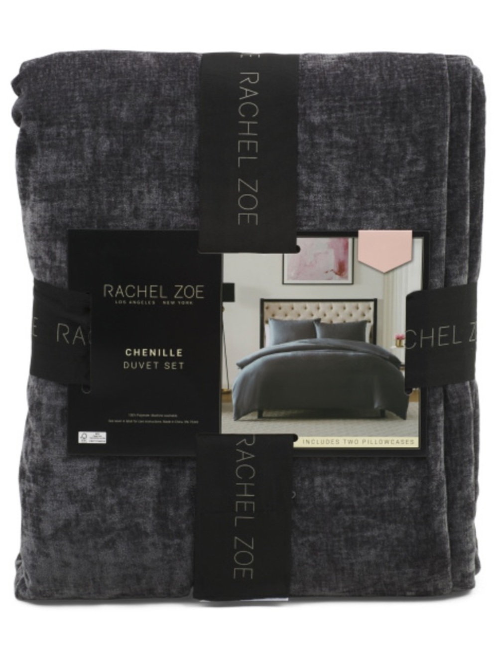 Rachel Zoe Chenille Duvet Cover Set - Charcoal